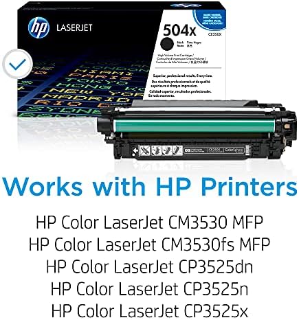 HP 504X מחסנית טונר שחורה בתשואה גבוהה | עובד עם HP Color Laserjet CM3530, CP3525 Series | CE250X